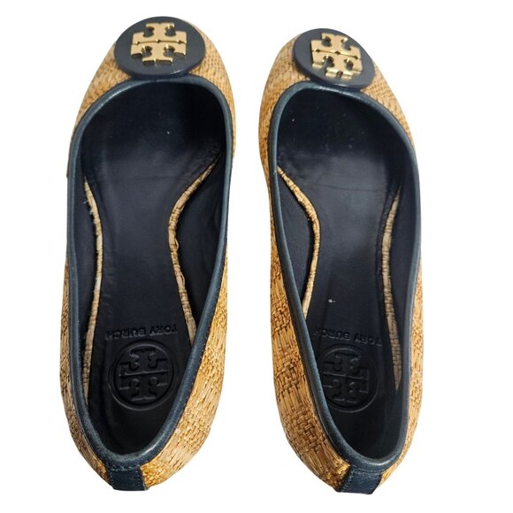 Tory Burch Women Raffia Flats Black 8M Coastal, Old Money, Clean Girl Flawed - Picture 7 of 12